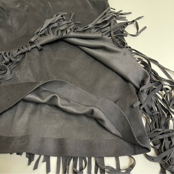 💥2/$20💥 ZARA Trafaluc Fringe Dress S Black Suede EUC - Picture 7 of 11
